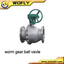 manual worm gear 2 way flange type ball valve